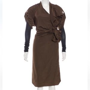 Stella McCartney long sleeve, midi dress size M, olive green/brown